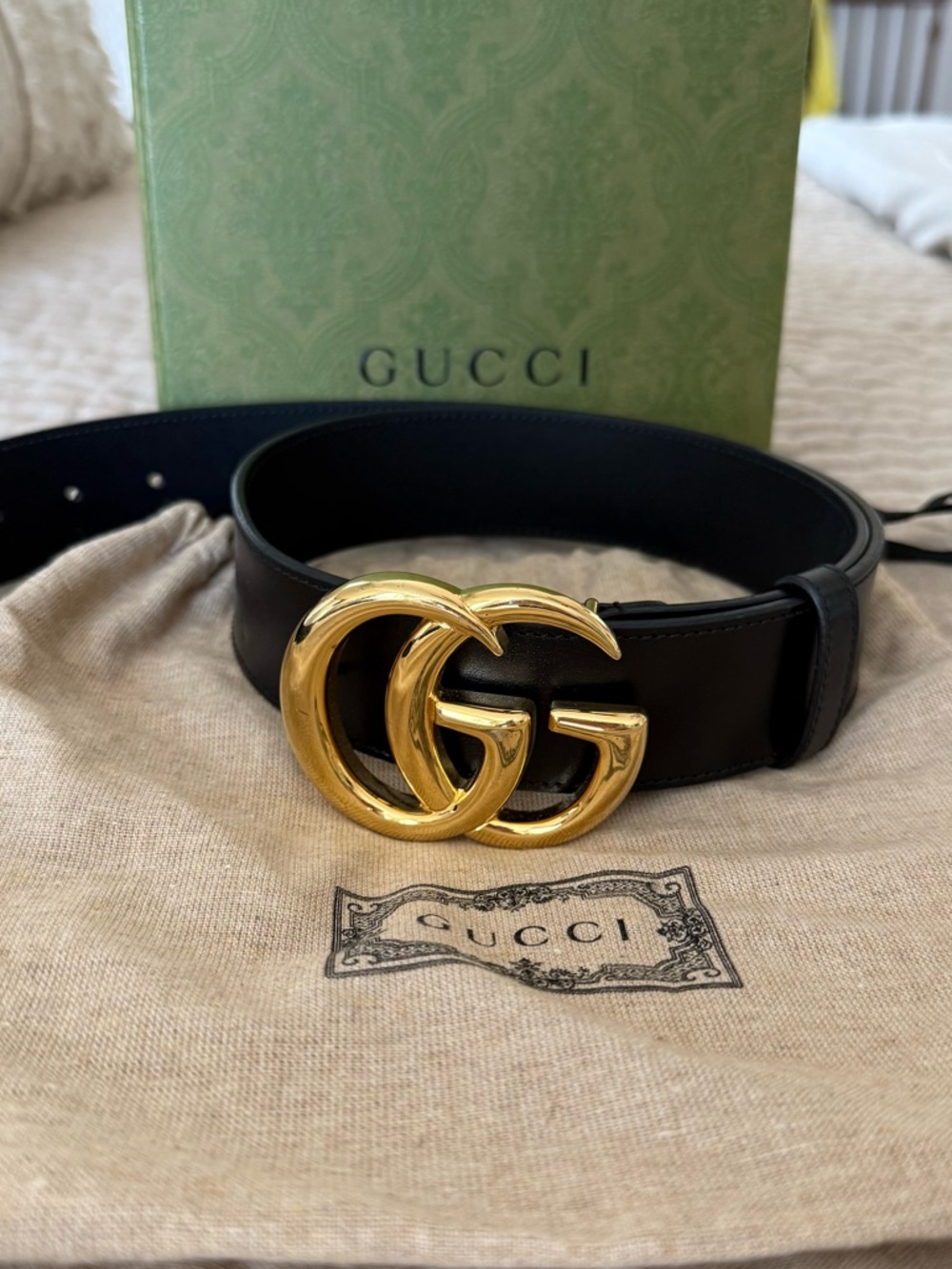 New Authentic Gucci Double G Leather Belt - Picture 4 of 9